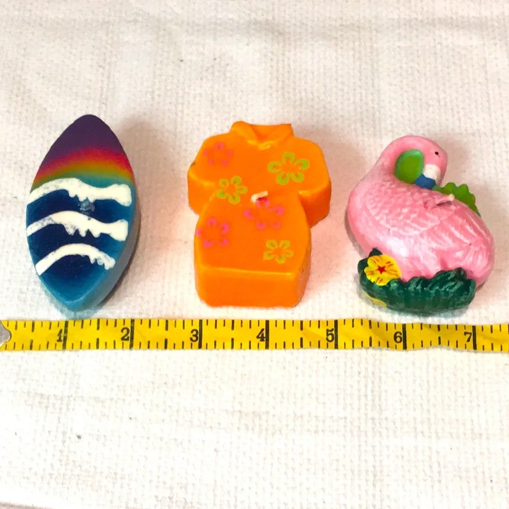 Set/9 FLOATING SUMMER SEASIDE CANDLES 🏄‍♀️🦩🌺👙👒🌼🪸👚